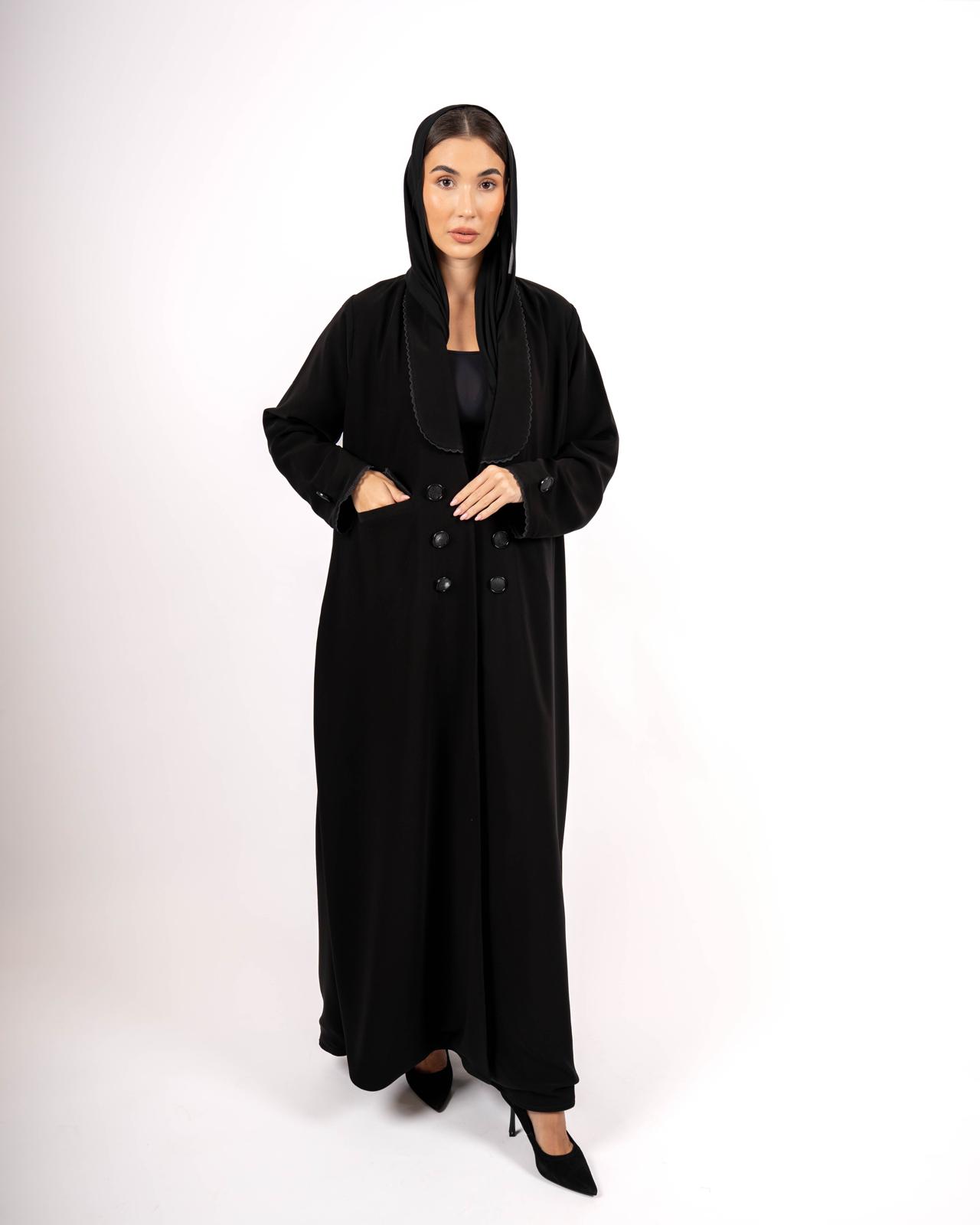 Classic Lace-Trim Blazer Abaya